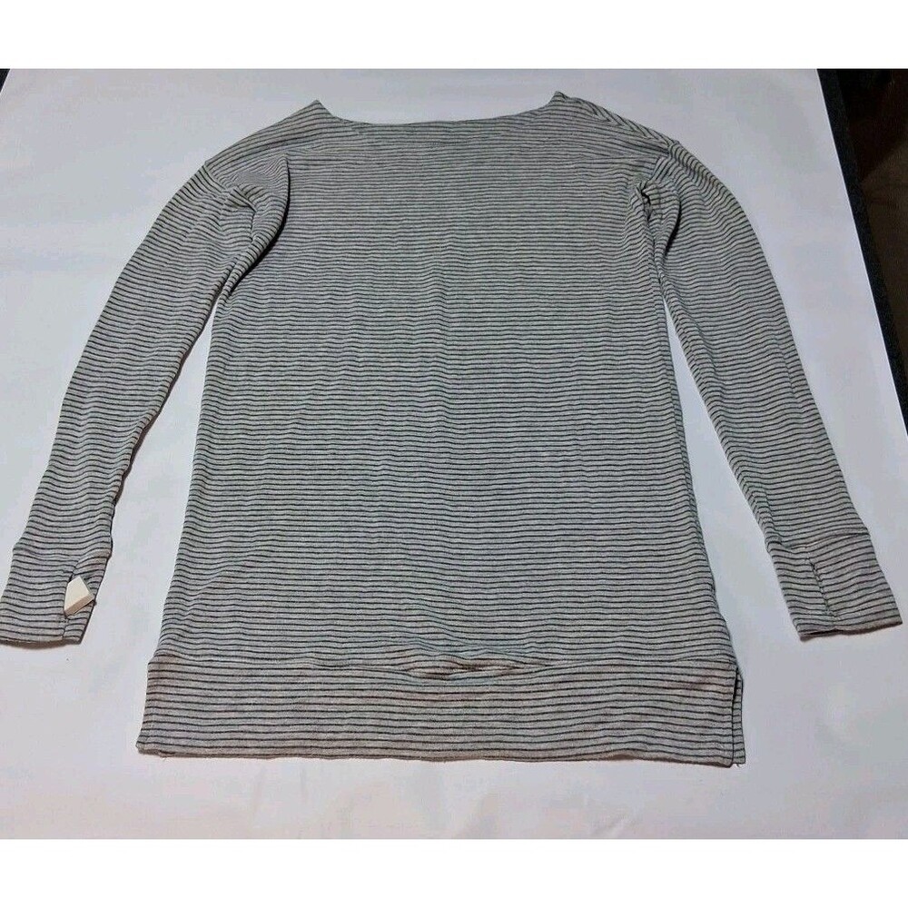 A Pea In The Pod Maternity Long Sleeved Shirt Heather Charcoal Stripe Soft Sz XS